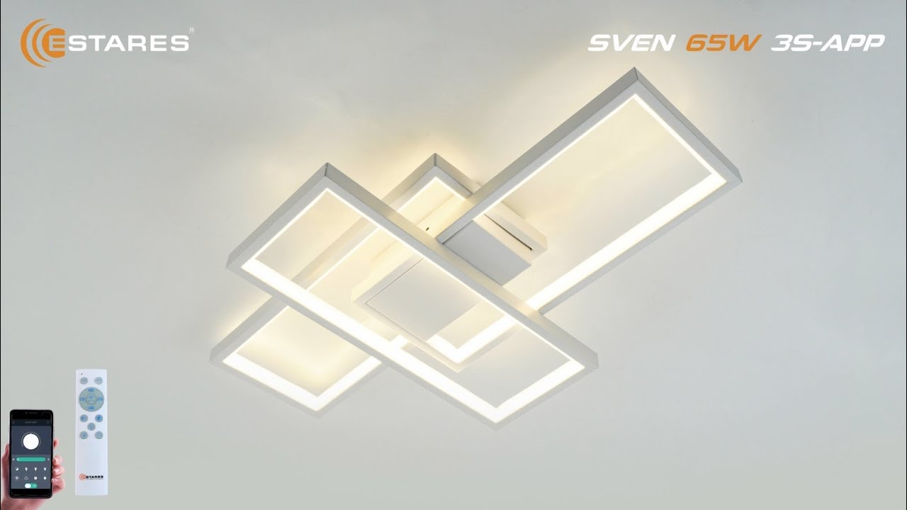 Світлодіодна люстра з пультом та мобільним додатком SVEN 65W 3S білий