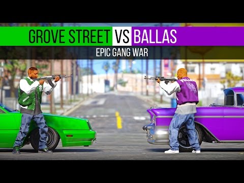 Grove Street VS Ballas | Epic Gang War - GTA V PC Editor ( 21:9 )