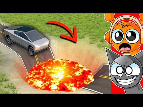 CARS VS GIANT LAVA PIT