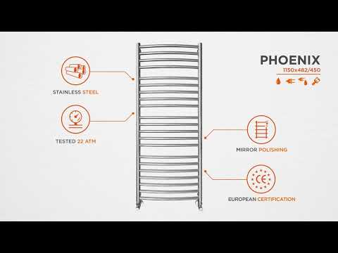 Водяной полотенцесушитель Mario Феникс 1.2.1102.03.P (4820111352289, 1150x482, хром/сатин/белый глянец/черный матовый/золото/бронза)