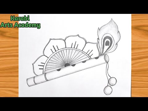How to draw Flute of Krishna| [2022] Bansuri drawing| Simple drawing| @karabiartsacademy6921