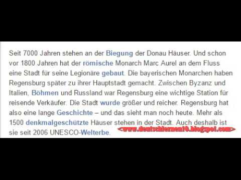 تعلم الالمانية | النطق الصحيح Aussprache: نص قصير مع القراءة "Regensburg"