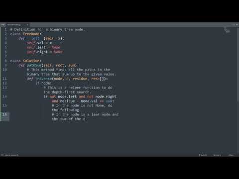 Leetcode 113 Path Sum Ii In Python Python Leetcode Python Coding Tutorial Python Coding Asmr