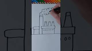 How to draw easy... a Factory✨️🏭 #shorts