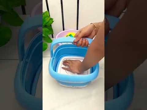 Foldable silicon washing machine, capacity: 4 l, blue /white