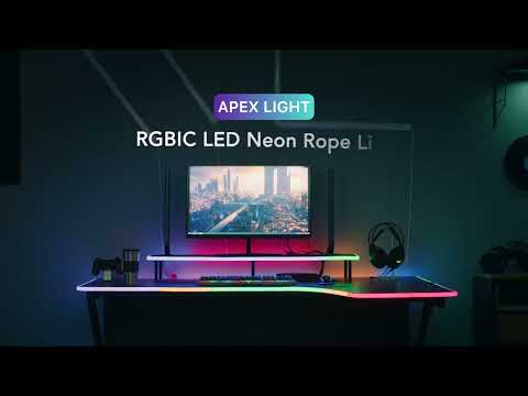 APEX LIGHT RGBIC Gaming Lights, 3M/10ft Neon Rope Lights Soft Lighting for Gaming Desks Light Strip