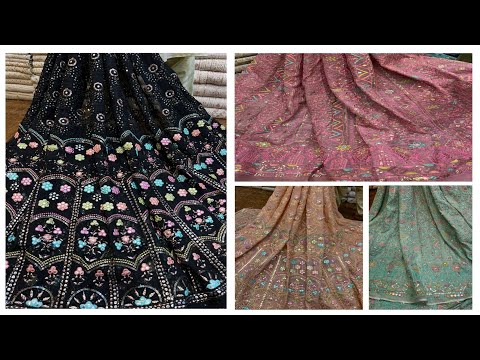 Pure Multi Embroidered heavy fancy fabric for shirt,frock, lehanga & Maxi | Formal wear | New design