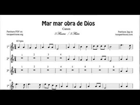 Mar mar obra de Sheet Music for Flute Three voices Canon