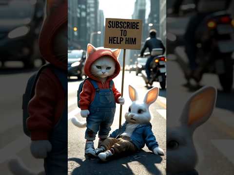 Cat saves the life of Rabbit// Cat adventure #cat #rabbit #raby #cats