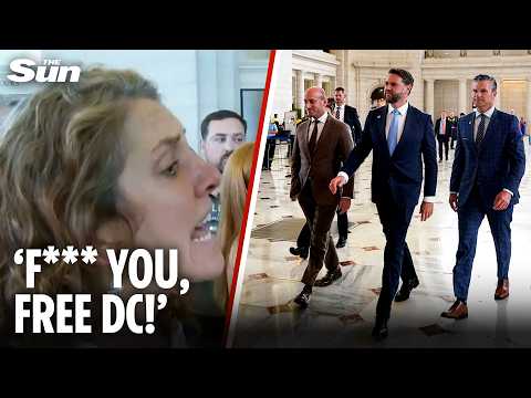 JD Vance & Hegseth HECKLED while greeting National Guard in Washington DC