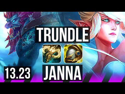 TRUNDLE & Ashe vs JANNA & Ezreal (SUP) | 65% winrate, Rank 8 Trundle, 4/2/10 | KR Master | 13.23