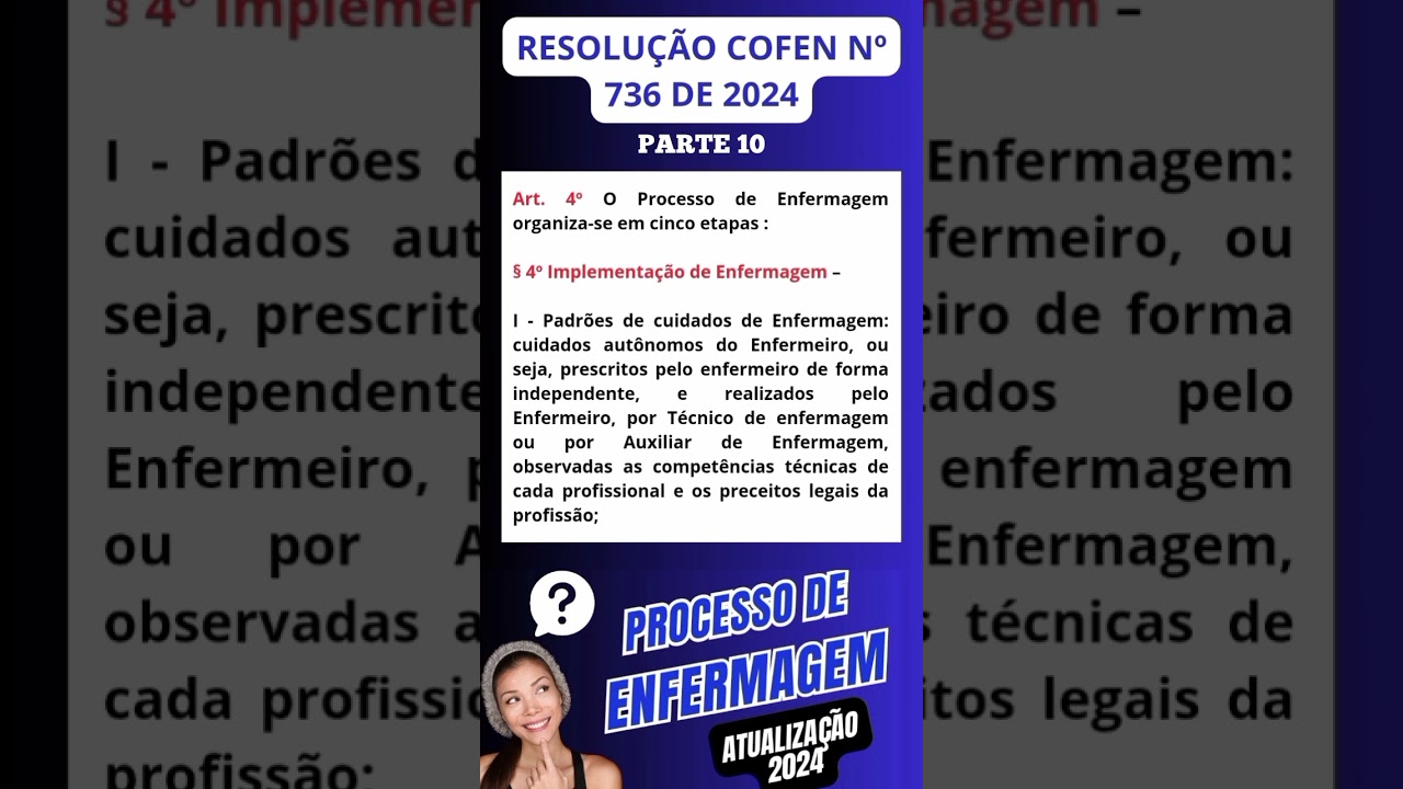 PARTE 10: PROCESSO DE ENFERMAGEM ATUALIZADA  - RESOLUÇÃO Nº 736/2024📚👩‍🏫🎯#shorts #enfermagemconcurso