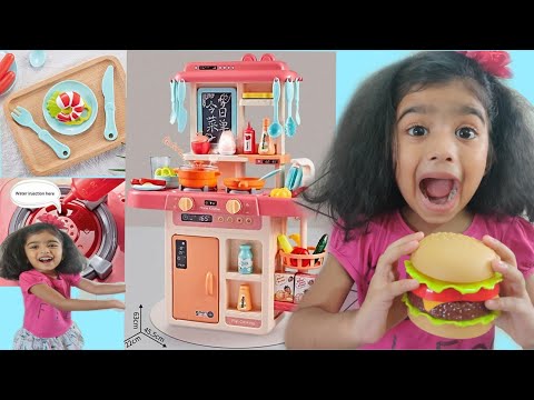 Azraa Pretend Playing with Kitchen Set & Act as a Chef/42 pc Kitchen Set/ Cooking Video for Kids 3yr