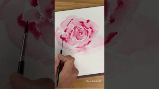 EASIEST way to paint watercolor rose 🌹#rose #howtopaint #watercolortechnique