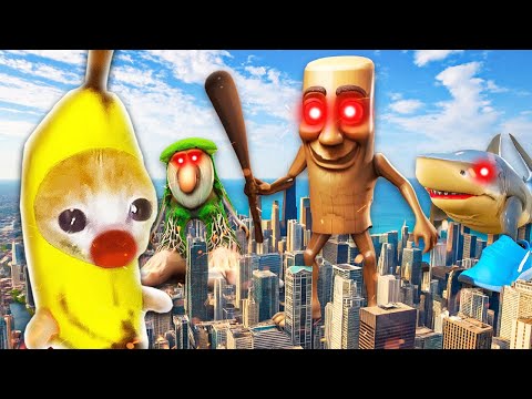BRAINROT MEME 13 | Banana Cat vs. MEGA SHARK & TUNG SAHUR MONSTER in City! 🐱 Banana Cat Compilation