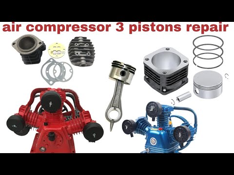 How to repair air compressor 3 cylinder / Air compressor 20 hp china 3 pistons repairing & restoring