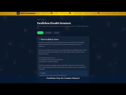 Thumbnail for the Parallelism (Parallel Structure) explainer video