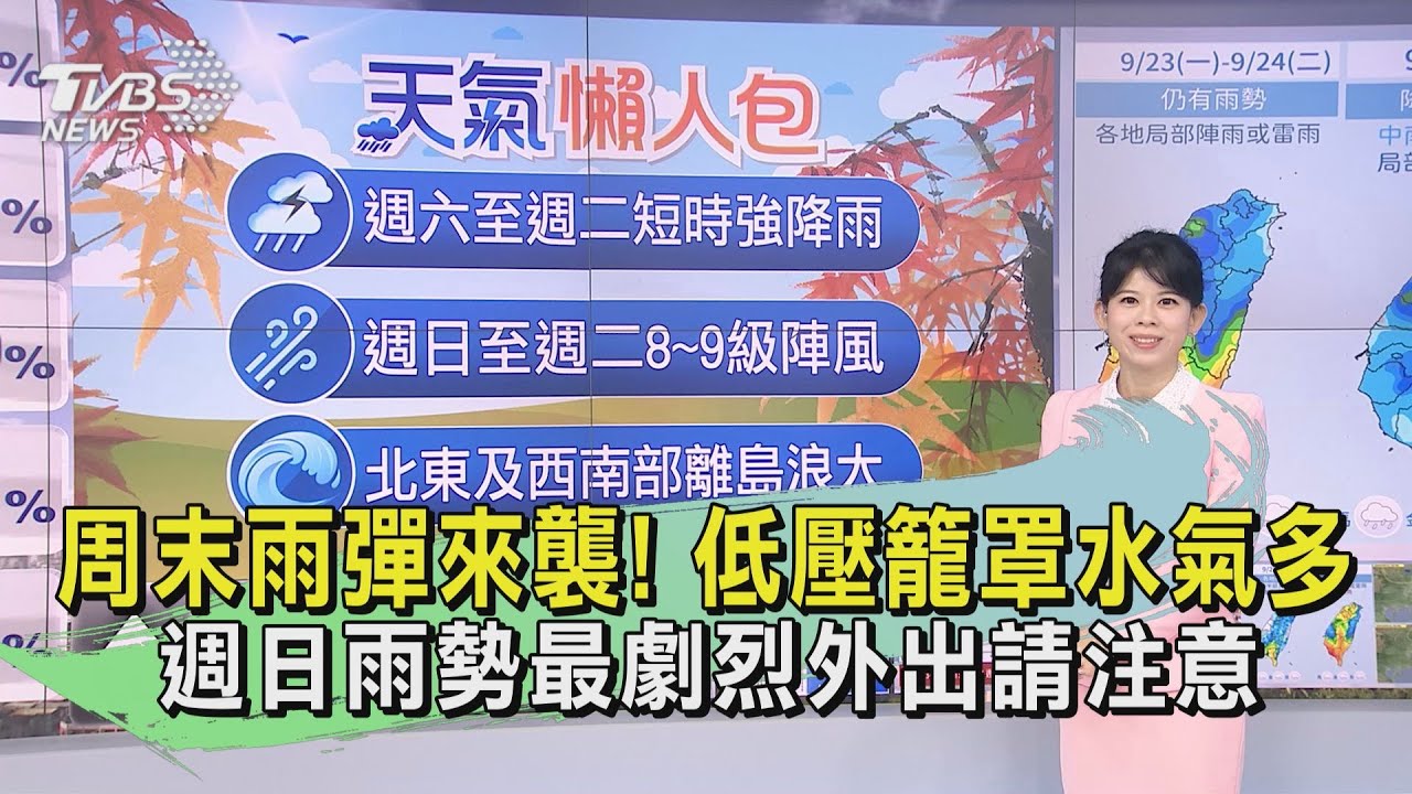 天氣/周末雨彈來襲！低壓籠罩水氣多　週日雨勢最劇烈外出請注意