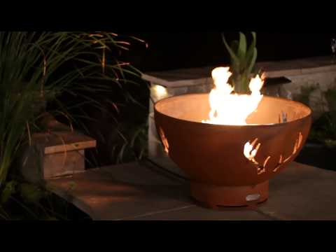 Fire Pit Art 36" Antlers Gas Burning Fire Pit