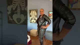 OOTW| Outfit of the Week - Faux leather joggers| Solo Travel Style Over 50