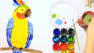 Смотреть онлайн Как легко поэтапно, нарисовать красивого попугая ара