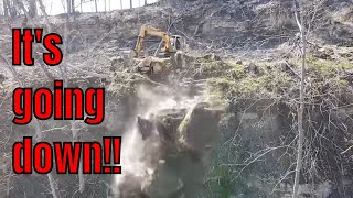 Removing A Giant Cliff-hanging Boulder Above A Cabin