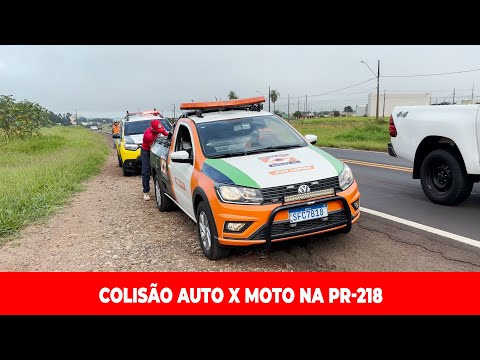 COLISÃO ENTRE CARRO E MOTO NA PR-218 EM SABÁUDIA DEIXA MULHER FERIDA
