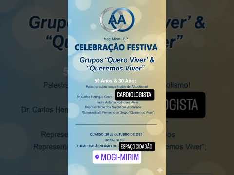 Aniversário do AA em Mogi Mirim será celebrado hoje, por seus grupos. Prestigie