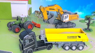 Trecker, Bagger & Truck für Kinder   Baustelle auf dem Bauernhof   Kinder Spielzeugwelt