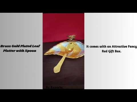 Gold Plated Leaf Plate With Spoon
