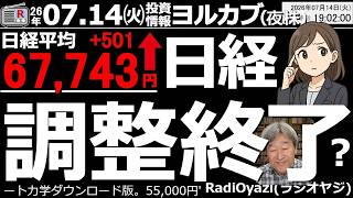 【ヨル株！(投資情報)】日経平均501円高で反発！下ヒゲ陽線で調整終了の兆し？キオク反発も米CPIが最大の警戒材料