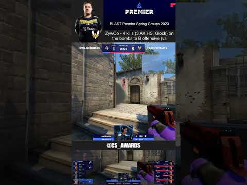 ZywOo - 4 kills (3 AK HS, Glock).. (Evil Geniuses vs Vitality) - BLAST Premier Spring Groups 2023