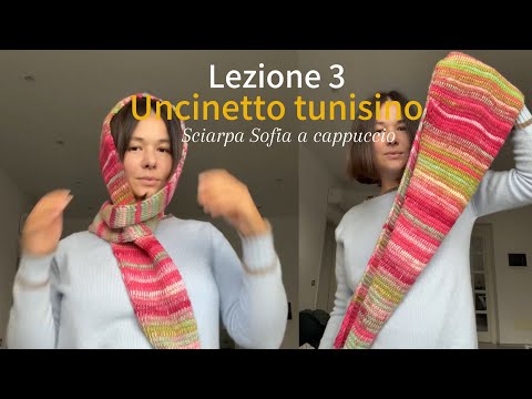 LESSON #3 – Tunisian Crochet: Sofia Scarf with Hood 🧶
