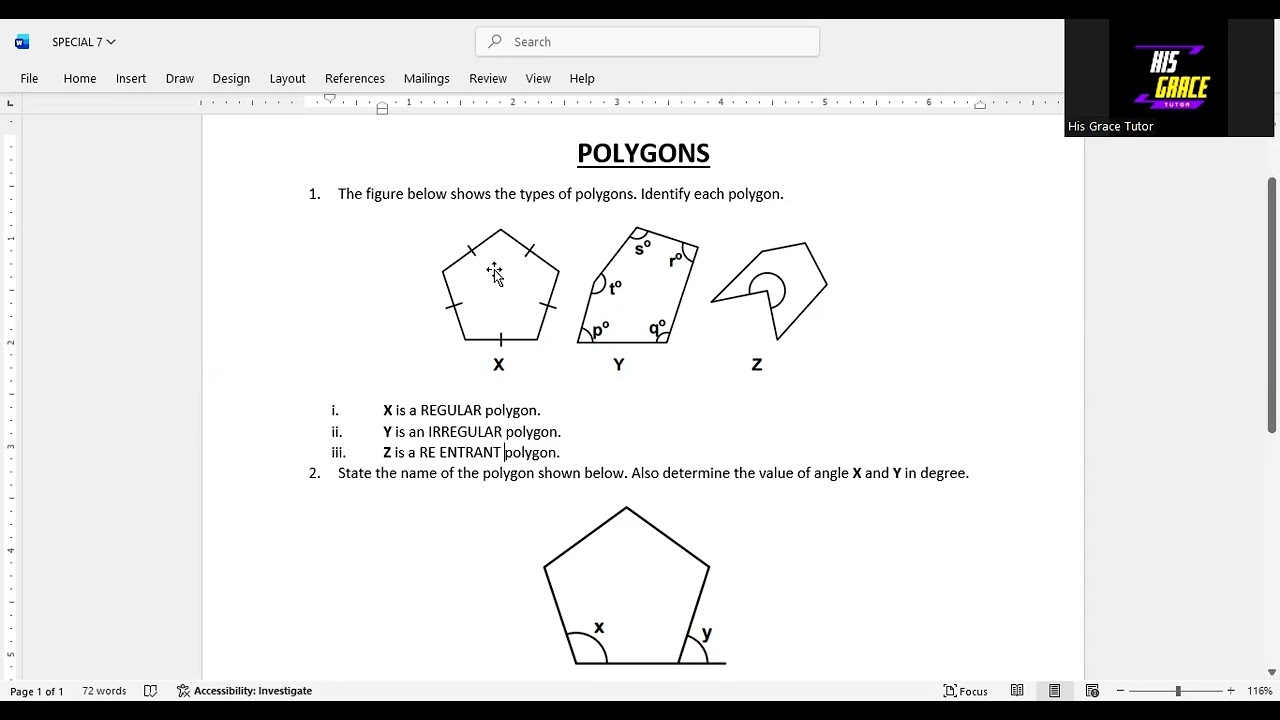 SPECIAL QUESTIONS 7 - Types of Polygons
