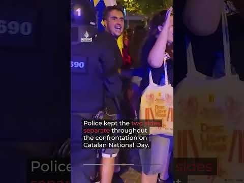 Police in Barcelona clash with Catalan national day activists | #AJ shorts