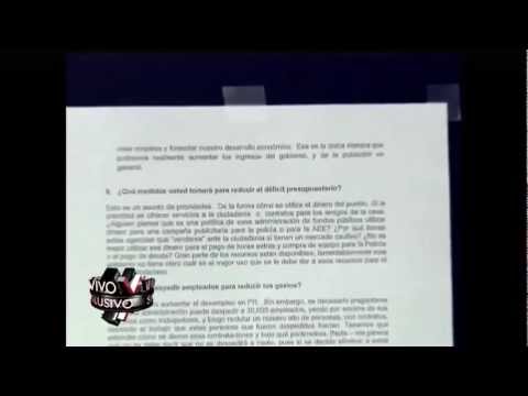 LA COMAY SHOWS ALLEGED SCRIPT WITH AGP'S ANSWERS FROM THE TELEMUNDO DEBATE