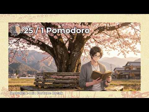 [25:1 Pomodoro] 25 min Work / 1 min Break | Focus Under Sakura Petals with Haru