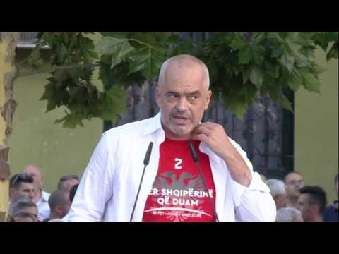 Ora News – Zgjedhjet 2017, Fjalimi i fitores i Edi Rames. Mitingu në sheshin Skënderbej (27.06.2017)