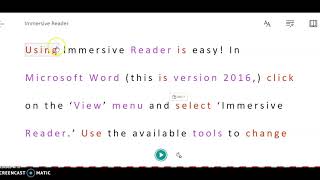 Using Immersive Reader in Word (desktop) and Word Online (Office 365)