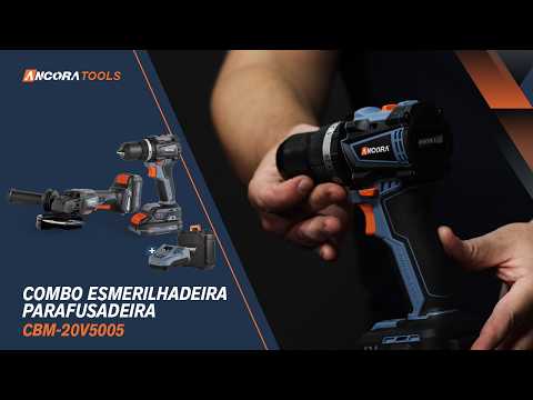 Combo Parafusadeira Furadeira de Impacto 1/2 Polegadas 20V PFM5020-IS e Esmerilhadeira Angular Brushless 20V ESM0520-VS com Acessórios ANCORA-CBM20V5005BB - Vídeo