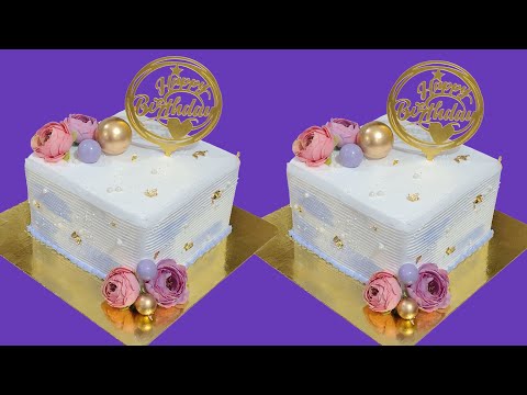 How To Make Square Cake | Latest Cake Decoration | Divyanshu Bakers 