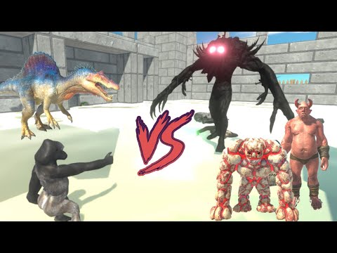 BLACK SCOURGE + INFERNALS ARE CHALLENGED BY CARNIVORE DINOS + PRIMATES IN THEIR CASTLE  - ARBS