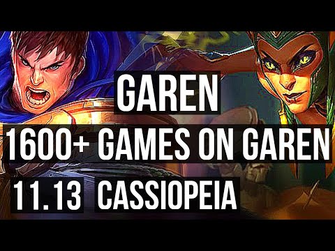 GAREN vs CASSIOPEIA (TOP) | 8/0/3, 1600+ games, 1.7M mastery, Legendary | BR Master | v11.13