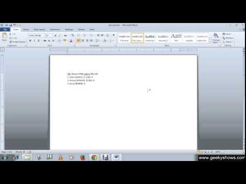 Microsoft Office Word 2010 Convert Text to Table