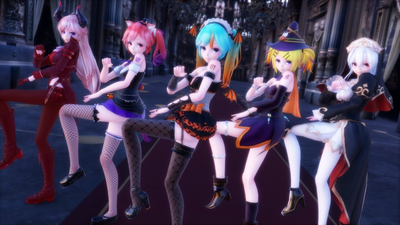 【MMD】🎃🧡Tick-Trick👻🍭🍬【Miku Teto Luka Haku Rin】[4K]