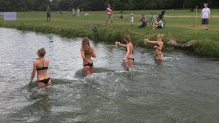 Beer Chugging Swimming Race in Munich Germany