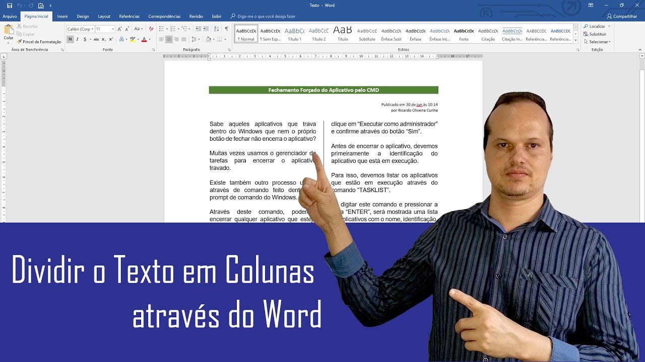 Dividir o Texto em Colunas através do Word