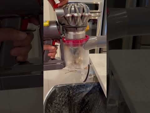 Dyson vacuum 6 seconds to empty the trash bin!! Easy and quick!