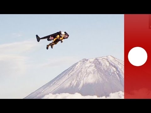 Incredible flight: 'Jetman' swoops past Mount Fuji with carbon-Kevlar jetwing