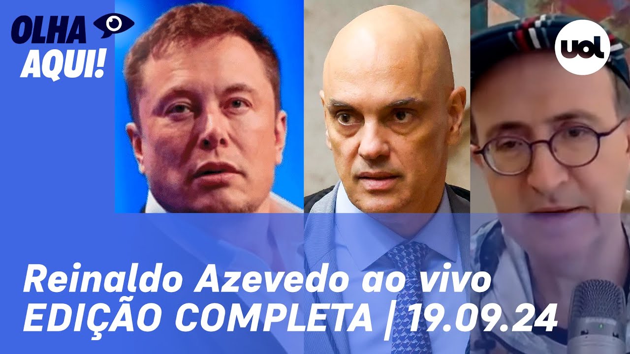 Reinaldo Azevedo ao vivo: Moraes multa X e Starlink, de Elon Musk; diferença de Nunes e Marçal